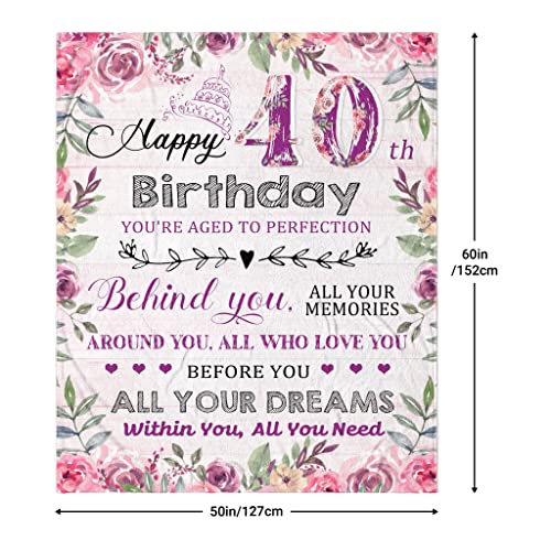 40th Birthday Gifts for Women Blanket 50" x 60", 40th Birthday Blanket for Women Turning 40, Wife Sister Mom Friends 1982 Birthday Gift