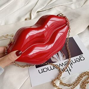 QZUnique Lips Evening Clutch Purse, Acrylic Banquet Handbags, Chain Gold/Silver/Bronze Women Fashion Crossbody Shoulder Bag