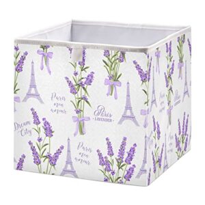 xigua lavender rectangle storage bin large collapsible storage basket toys clothes organizer box for shelf closet bedroom home office, 15.8 x 10.6 x 7 inch