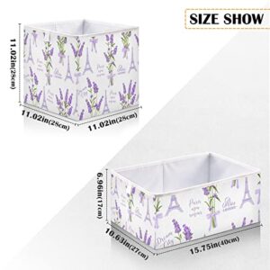 xigua Lavender Rectangle Storage Bin Large Collapsible Storage Basket Toys Clothes Organizer Box for Shelf Closet Bedroom Home Office, 15.8 x 10.6 x 7 Inch