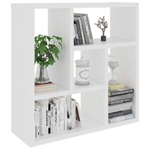 Queen.Y Floating Shelves, Wall Mounted Cube Storage Shelf with 5 Compartments, Storage Display Shelf Decor Fruniture, Wooden Wall Shelf, White