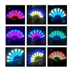 Gexmil Party LED Glowing Colorful Chinese Hand Held Folding Fan with Remote Control Stage Performance Show Light Up Fan Birthday Party Dance Gift Wedding Night Bar Club Fluorescent Props, Multicolor