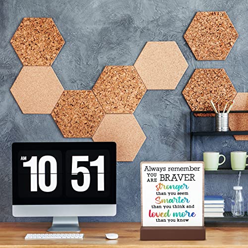 4 Pieces Inspirational Quotes Bible Desk Decor Wood Block Plaque Rustic Encouragement Gifts for Women Motivational Desk Decor Positive Wooden Table Signs with Wooden Stand (Inspirational Style)