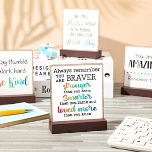 4 Pieces Inspirational Quotes Bible Desk Decor Wood Block Plaque Rustic Encouragement Gifts for Women Motivational Desk Decor Positive Wooden Table Signs with Wooden Stand (Inspirational Style)