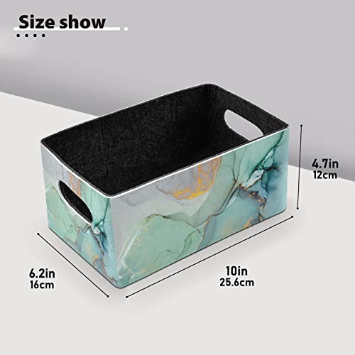 Kcldeci Colourful Marble Storage Bins Baskets for Organizing 2Pack, Blue Green Jade Texture Purple and Gold Stripes Sturdy Storage Basket Foldable Storage Baskets for Shelves Closet Nursery Toy