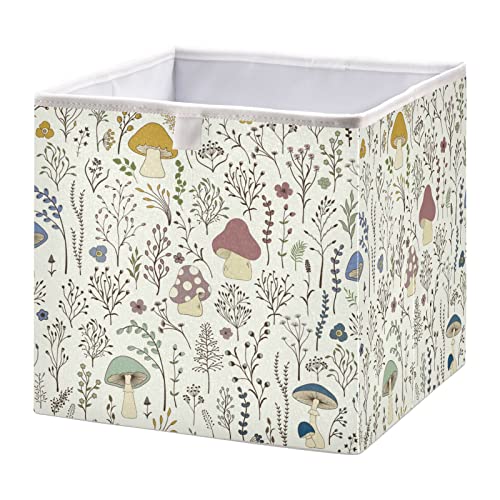 xigua Mushroom Cube Storage Bin Large Collapsible Storage Basket Toys Clothes Organizer Box for Shelf Closet Bedroom Home Office, 11 x 11 x 11 Inch