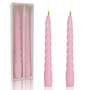 handmade candle sticks taper candles – gedengni twist candlesticks for table decor housewarming gift idea-2pcs, 7.3 inch(pink)