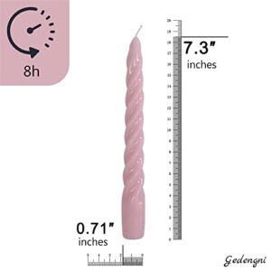 Handmade Candle Sticks Taper Candles - Gedengni Twist Candlesticks for Table Decor Housewarming Gift Idea-2pcs, 7.3 Inch(Pink)