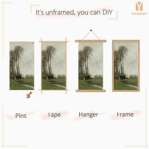 Unframed Rolled Farmhouse Vertical Wall Art Canvas - 12x24 Vertical Wall Pictures - Long Narrow Artwork - Vertical Poster - Oblong Skinny Wall Decor Living Room - French Country Landscape Oil Painting