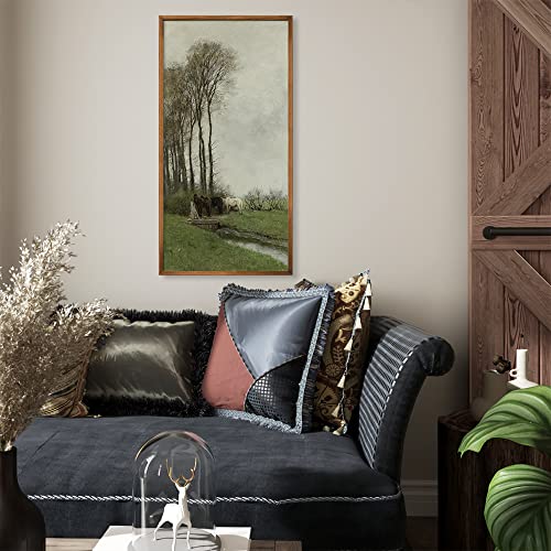 Unframed Rolled Farmhouse Vertical Wall Art Canvas - 12x24 Vertical Wall Pictures - Long Narrow Artwork - Vertical Poster - Oblong Skinny Wall Decor Living Room - French Country Landscape Oil Painting