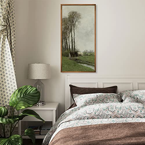 Unframed Rolled Farmhouse Vertical Wall Art Canvas - 12x24 Vertical Wall Pictures - Long Narrow Artwork - Vertical Poster - Oblong Skinny Wall Decor Living Room - French Country Landscape Oil Painting