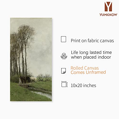 Unframed Rolled Farmhouse Vertical Wall Art Canvas - 12x24 Vertical Wall Pictures - Long Narrow Artwork - Vertical Poster - Oblong Skinny Wall Decor Living Room - French Country Landscape Oil Painting