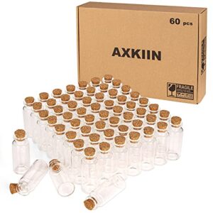 axkiin glass bottles with cork 60pcs 20ml spell jars potion bottles halloween decor wish bottles for baby shower wedding favors party decoration diy art storage accessories