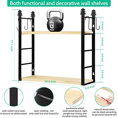 JYSCM Floating Shelves, Durable Sturdy Metal Frame, Easy to Install Wall Mounted Shelves, Modern Room Décor for Multiple Storing Purposes, Suitable for Home and Office (Natural Wood).