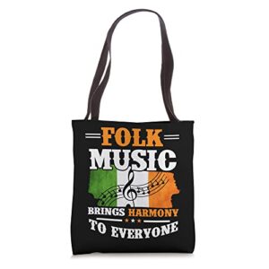 Irish Folk Music St. Patrick's Day Musical Irish Musician Tote Bag