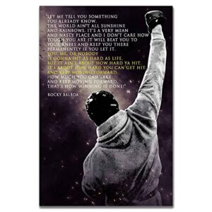 rocky balboa motivational quote movie poster decorative wall art boxing inspiring quotes hope prints artwork modern wall decor for office (12x16in(30x40cm)-unframed)