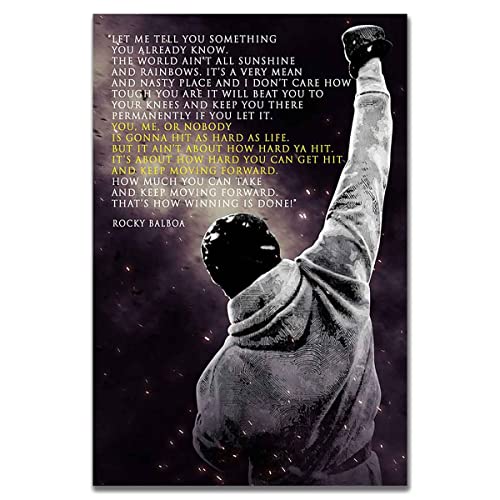 Rocky Balboa Motivational Quote Movie Poster Decorative Wall Art Boxing Inspiring Quotes Hope Prints Artwork Modern Wall Decor for Office (12x16in(30x40cm)-Unframed)