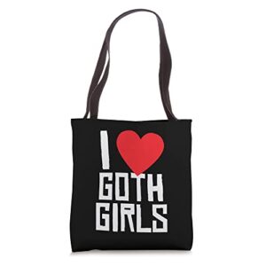 i heart love goth girls – emo gothic girl lover tote bag