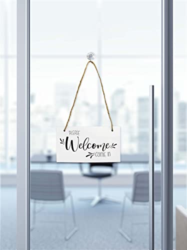 Darware Meeting in Progress / Do Not Disturb Wood Sign (White), Reversible Home and Office Meeting Door Hanger