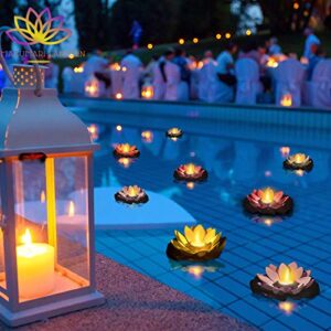 makumari lotus floating lanterns – 10 pieces large chinese lanterns colorful flower with premium candles for your romantic decorations, weddings, memorials, wishing lanterns or pool side decoration