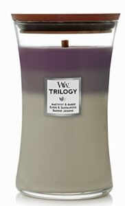 woodwick large hourglass trilogy candle, amethyst sky, 21.5 oz.