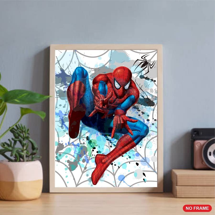 PurpleheARTs | Spiderman Watercolor Wall Art Poster Prints Set of 4 UNFRAMED ( 8'' x 10'' ) Posters for Boys Room Decor, Avengers poster, Superheroes Art, room, Multicolor, 8''x10''