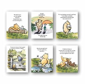 purplehearts | winnie the pooh wall art poster prints set of 6 unframed ( 8” x 10” ) posters for girls room boys decor bedroom decorations, multicolor, 8”x10”