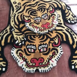 Tibetan Tiger Rugs 4X6 Skin Shape Area Rugs for Modern Home Decor, Living Room, Stain-Resistant Carpet Handmade Tufted 100% Woolen Rugs, Animal Printed Carpet for Kid Room Bedroom by Modern Carpet