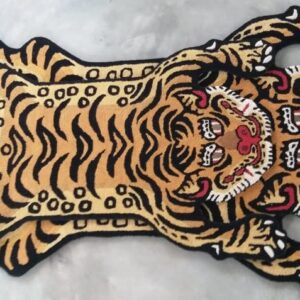 Tibetan Tiger Rugs 4X6 Skin Shape Area Rugs for Modern Home Decor, Living Room, Stain-Resistant Carpet Handmade Tufted 100% Woolen Rugs, Animal Printed Carpet for Kid Room Bedroom by Modern Carpet