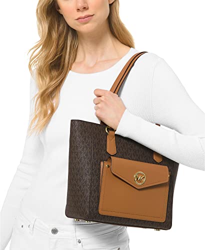 Michael Kors Joe Jet Set Medium Top Zip Brown MK Signature Tote Bag