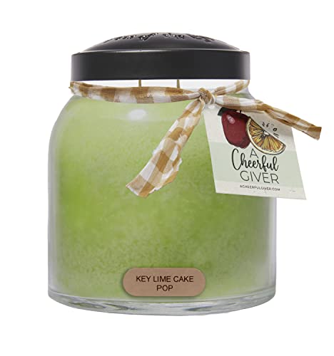 A Cheerful Giver - Key Lime Cake Pop - 34oz Papa Scented Candle Jar with Lid - Keepers of The Light - 155 Hours, Gift Candle, Green