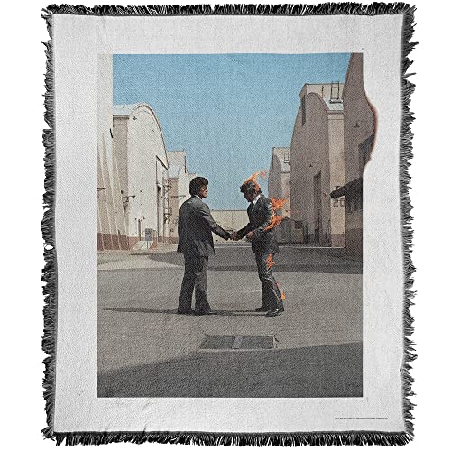 LOGOVISION Pink Floyd Blanket, 50"x60" Wish You were Here Woven Tapestry Cotton Blend Fringed Throw