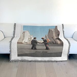 LOGOVISION Pink Floyd Blanket, 50"x60" Wish You were Here Woven Tapestry Cotton Blend Fringed Throw