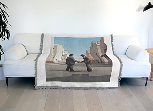 LOGOVISION Pink Floyd Blanket, 50"x60" Wish You were Here Woven Tapestry Cotton Blend Fringed Throw