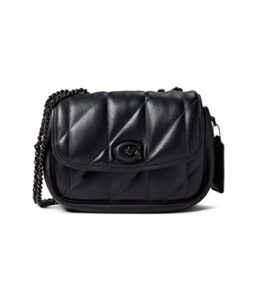 coach quilted pillow madison shoulder bag black one size