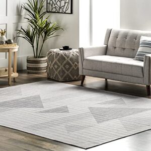 nuloom kerrie modern triangles machine washable area rug, 4′ x 6′, beige