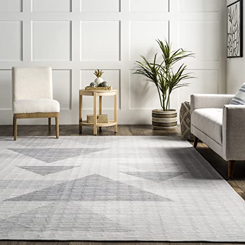 nuLOOM Kerrie Modern Triangles Machine Washable Area Rug, 4' x 6', Beige