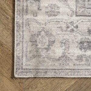 NuLOOM Brielle Machine Washable Vintage Medallion Area Rug, 9' x 12', Grey