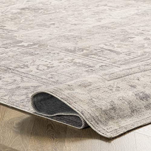 NuLOOM Brielle Machine Washable Vintage Medallion Area Rug, 9' x 12', Grey