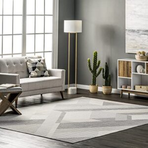 nuloom alesha modern striped machine washable area rug, 8′ x 10′, beige