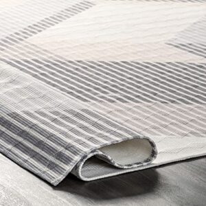 nuLOOM Alesha Modern Striped Machine Washable Area Rug, 8' x 10', Beige