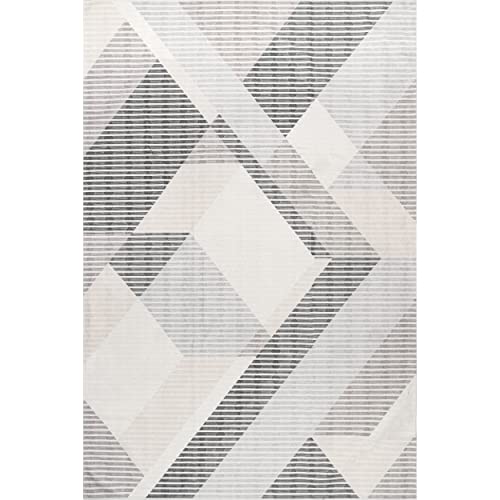 nuLOOM Alesha Modern Striped Machine Washable Area Rug, 8' x 10', Beige