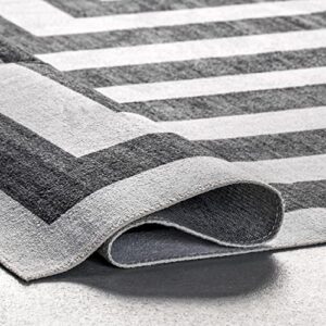 nuLOOM Sharri Modern Striped Machine Washable Area Rug, 4' x 6', Grey
