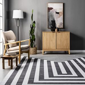 nuLOOM Sharri Modern Striped Machine Washable Area Rug, 4' x 6', Grey