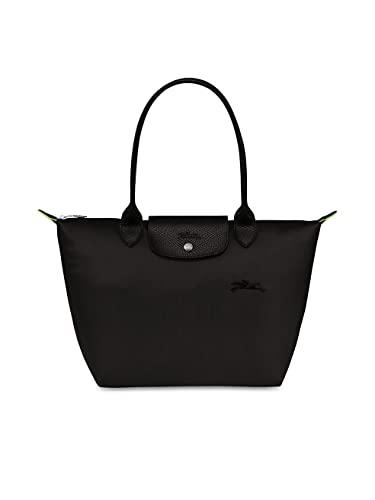 Longchamp 'Medium 'Le Pliage Green' Nylon Tote Shoulder Bag, Black