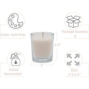 CandleNScent Unscented Paraffin Votive in Glass Candles (8, Soft Pink)