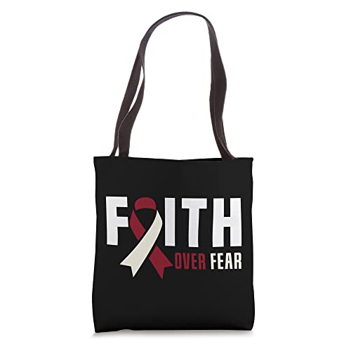 Faith Fear Jesus God Throat Oral Head Neck Cancer Awareness Tote Bag