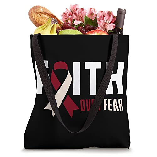 Faith Fear Jesus God Throat Oral Head Neck Cancer Awareness Tote Bag