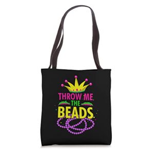 throw me the beads mardi gras – fun bead party carnival tote bag