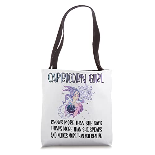 Capricorn Zodiac Sign Girl Capricorn Horoscope Astrology Tote Bag